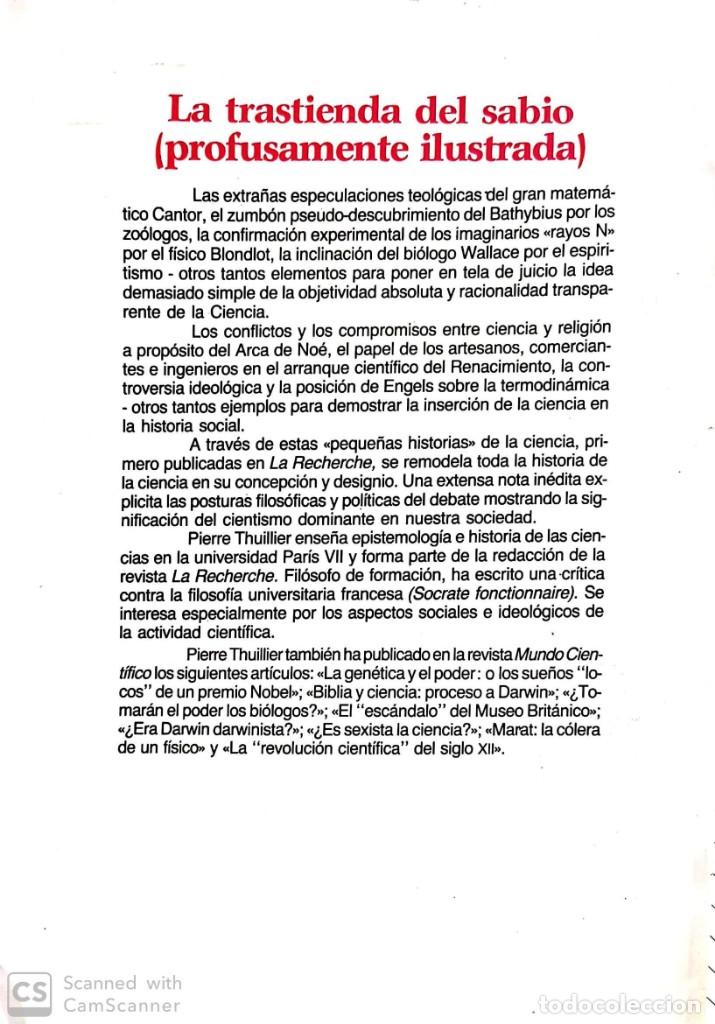 Libros de segunda mano: LA TRASTIENDA DEL SABIO (PIERRE THUILLIER) - Foto 2