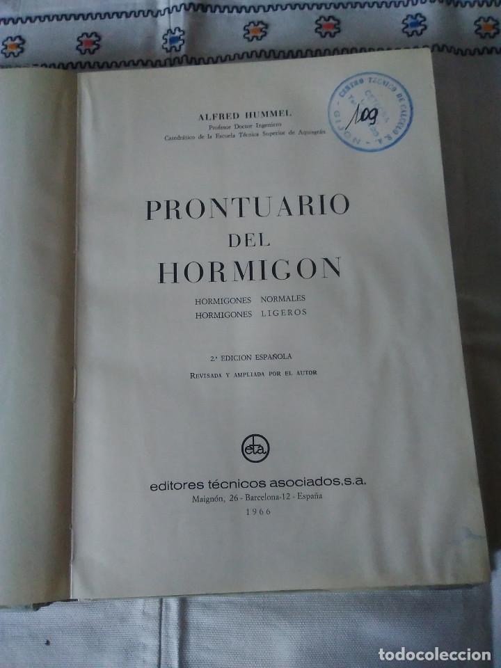 Libros de segunda mano: 16-PRONTUARIO DEL HORMIGON, A. Hummel, 1966 - Foto 3