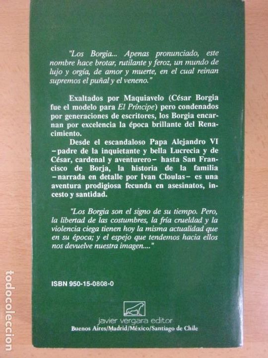 Libros de segunda mano: LOS BORGIA / IVAN CLOULAS / 1989. JAVIER VERGARA - Foto 3