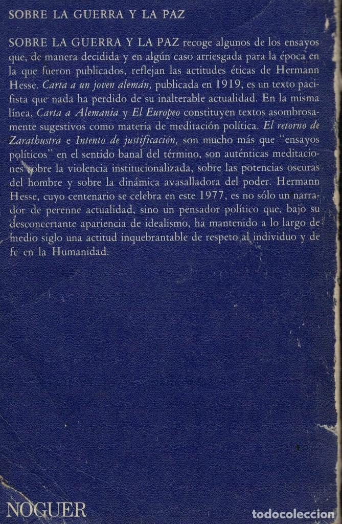 Libros de segunda mano: Hermann Hesse, Sobre la Guerra y la Paz - Foto 2