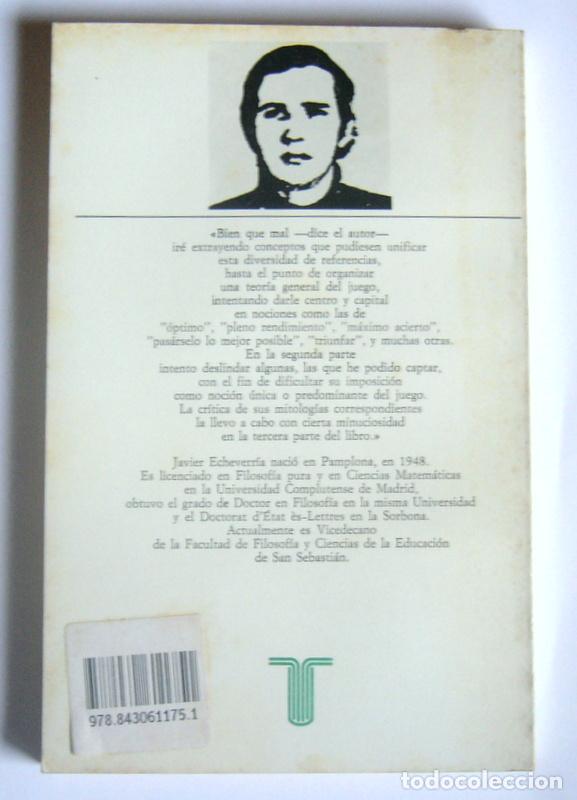 Libros de segunda mano: SOBRE EL JUEGO - JAVIER ECHEVERRIA - TAURUS EDICIONES . 1980 - Foto 2