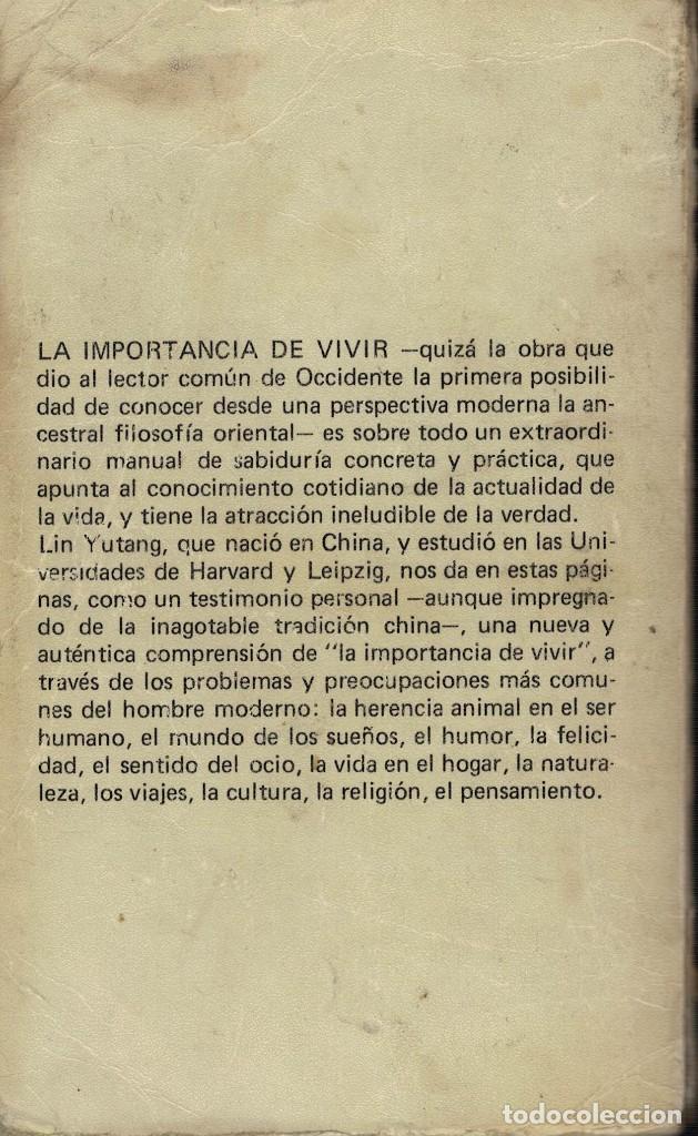 Libros de segunda mano: La importancia de vivir / Lin Yutang - Foto 2