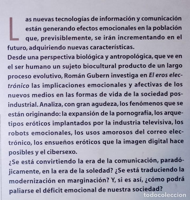 Libros de segunda mano: ROM&Aacute;N GUBERN - EL EROS ELECTR&Oacute;NICO - TAURUS, 2000 [PRIMERA EDICI&Oacute;N] - Foto 2