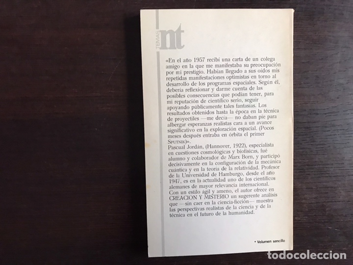 Libros de segunda mano: Creaci&oacute;n y misterio. Pascual Jord&aacute;n - Foto 2