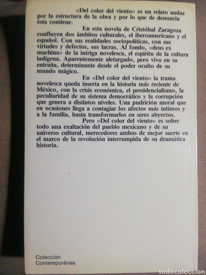 Libros de segunda mano: DEL COLOR DEL VIENTO. CRIST&Oacute;BAL ZARAGOZA - Foto 2