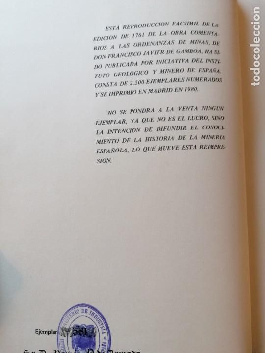 Libros de segunda mano: GAMBOA: COMENTARIOS A LAS ORDENANZAS DE MINAS, (FACS&Iacute;MIL) - Foto 2