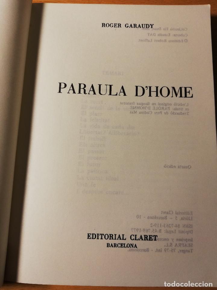 Libros de segunda mano: PARAULA DHOME (ROGER GARAUDY) EDITORIAL CLARET - Foto 2