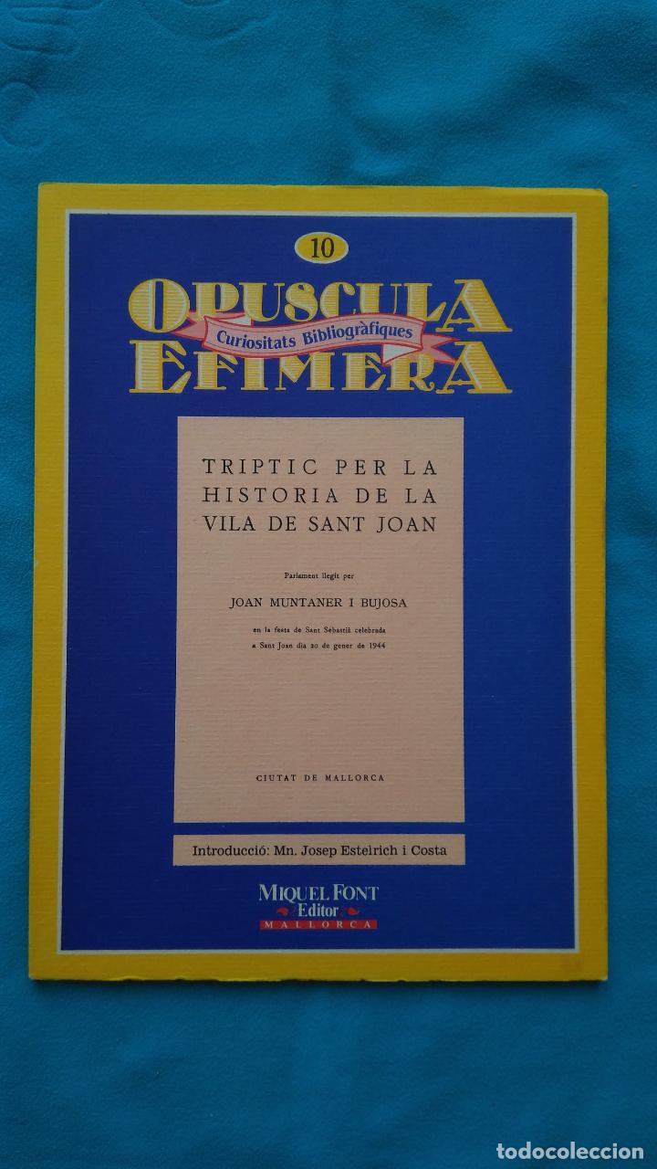 Libros de segunda mano: Tr&iacute;ptic per la hist&ograve;ria de la vila de Sant Joan 1944 - Foto 1