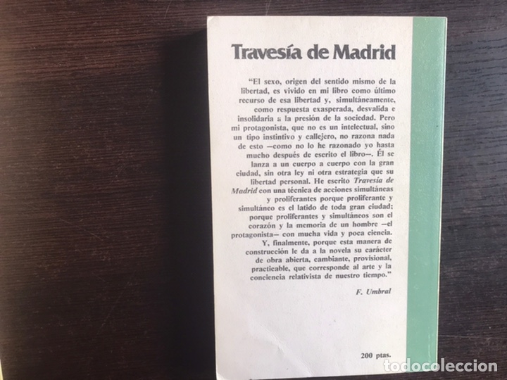 Libros de segunda mano: Traves&iacute;a de Madrid. Francisco umbral - Foto 2