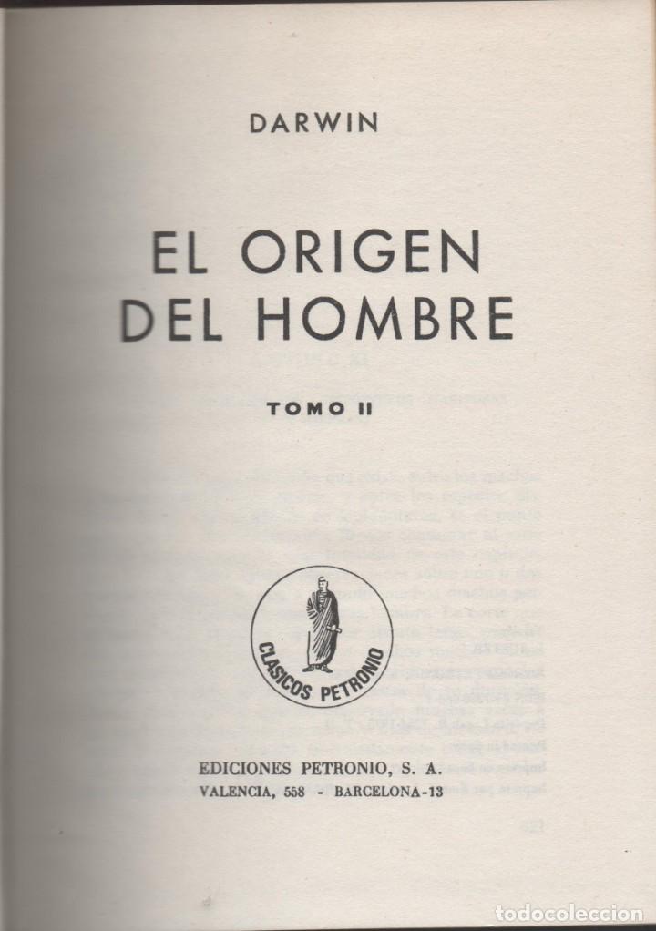 Libros de segunda mano: El Origen del Hombre. Tomo II. Darwin - Foto 1