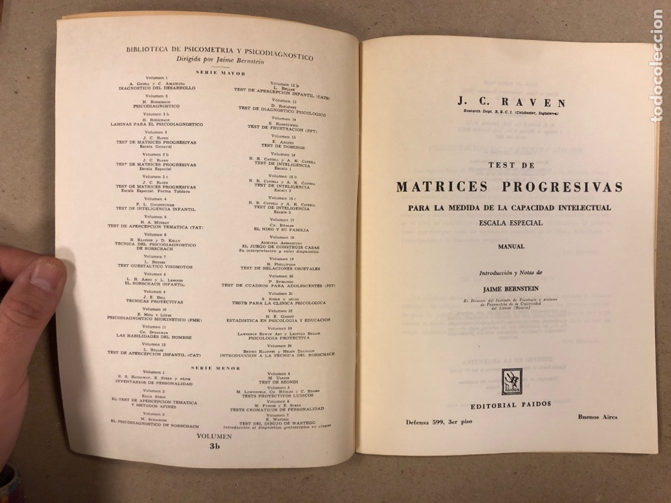 Libros de segunda mano: TEST DE MATRICES PROGRESIVAS PARA LA MEDIDA DE LA CAPACIDAD INTELECTUAL. J.C. RAVEN. PAID&Oacute;S 1975. - Foto 2
