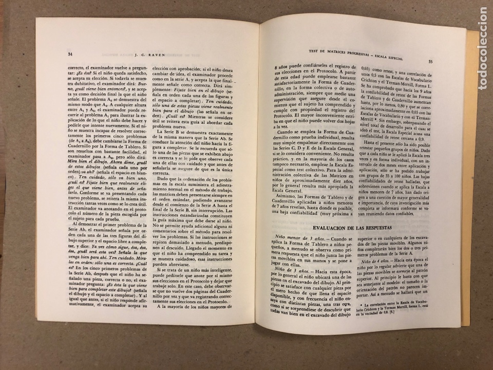 Libros de segunda mano: TEST DE MATRICES PROGRESIVAS PARA LA MEDIDA DE LA CAPACIDAD INTELECTUAL. J.C. RAVEN. PAID&Oacute;S 1975. - Foto 4