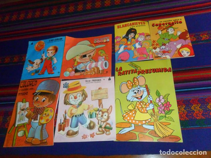 Libri di seconda mano: BUEN PRECIO, LOTE 7 CUADERNOS PARA COLOREAR CON REGALO DE MINI PASATIEMPOS. A&Ntilde;OS 80. ENTRA Y MIRA.