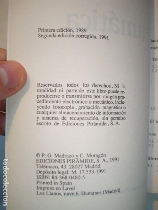 Libros de segunda mano: GRAMATICA - P. G. MADRAZO Y C. MORAGON - EDICIONES PIR&Aacute;MIDE 2&ordf; EDICI&Oacute;N CORREGIDA 1991 - Foto 5