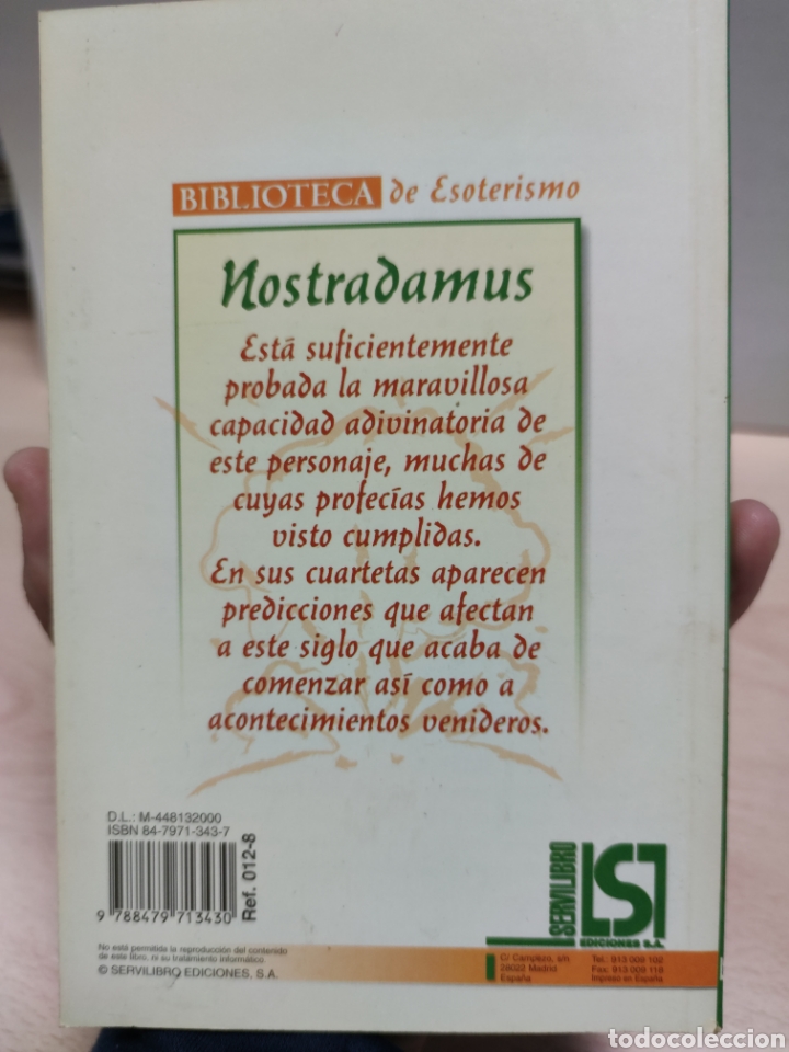 Libros de segunda mano: Nostradamus - Biblioteca de Esoterismo - Servilibro - Foto 2