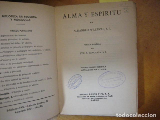 Libros de segunda mano: Alma y Espiritu - Alejandro Willwoll - Foto 4