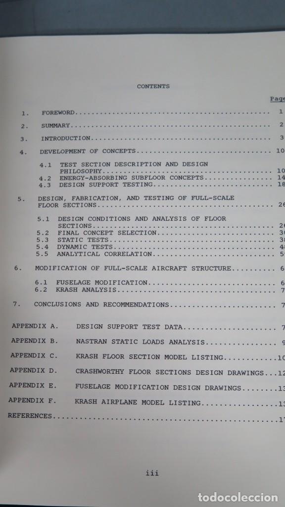 Libros de segunda mano: CRASHWORTHY AIRFRAME DESIGN CONCEPTS. FABRICATION AND TESTING. NASA - Foto 2