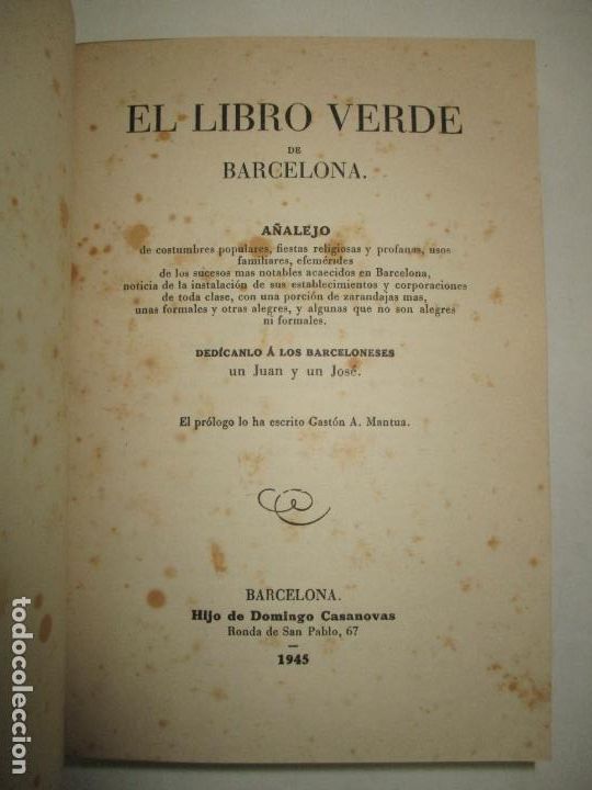Libros de segunda mano: EL LIBRO VERDE DE BARCELONA 1848. (1945) - Foto 3