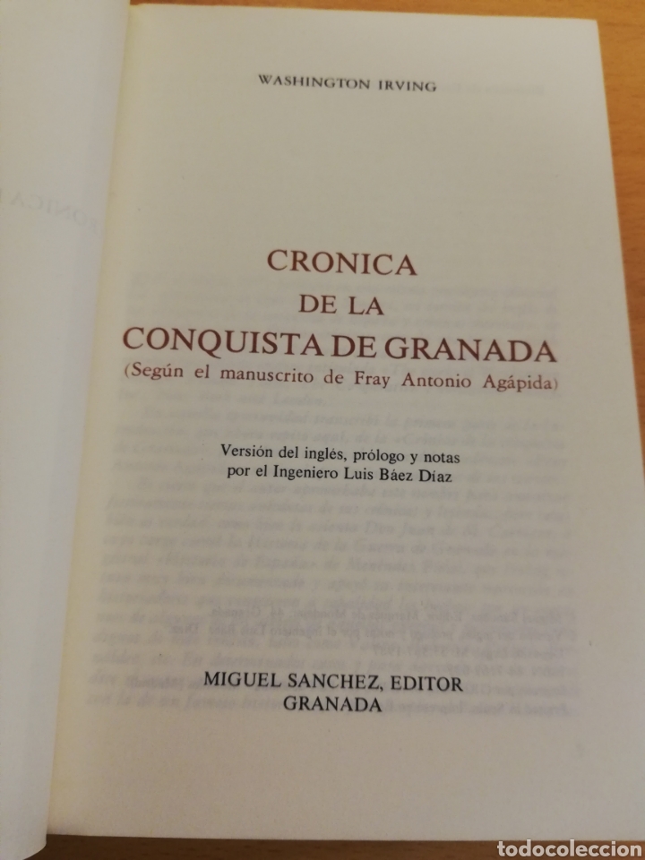 Libros de segunda mano: CR&Oacute;NICA DE LA CONQUISTA DE GRANADA (WASHINGTON IRVING) - Foto 2