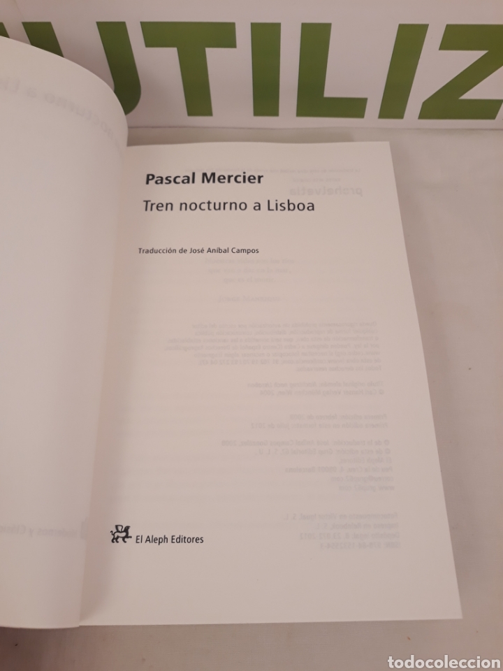 Libros de segunda mano: Pascal Mercier.Tren nocturno a lisboa. - Foto 3