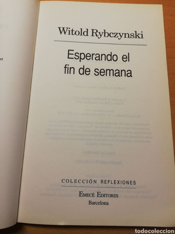 Libros de segunda mano: ESPERANDO EL FIN DE SEMANA (WITOLD RYBCZYNSKI) - Foto 2