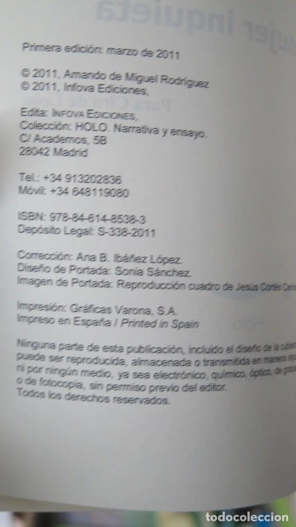 Libros de segunda mano: HISTORIA DE UNA MUJER INQUIETA. AMANDO DE MIGUEL - Foto 2