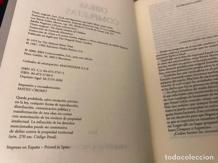 Libros de segunda mano: OBRAS COMPLETAS I MELANIE KLEIN ED. RBA - Foto 3