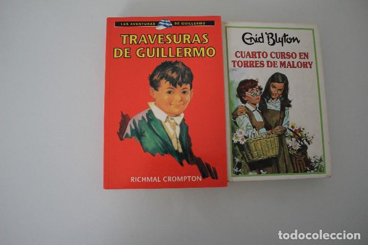 Libros de segunda mano: 2 LIBROS  TRAVESURAS DE GUILLERMO - CUARTO CURSO EN TORRES MALORY - Foto 1