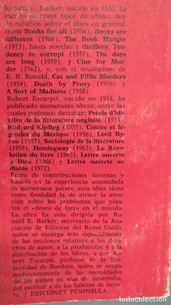 Libros de segunda mano: EL DESEO DE LEER. BARKER. ESCARPIT - Foto 2
