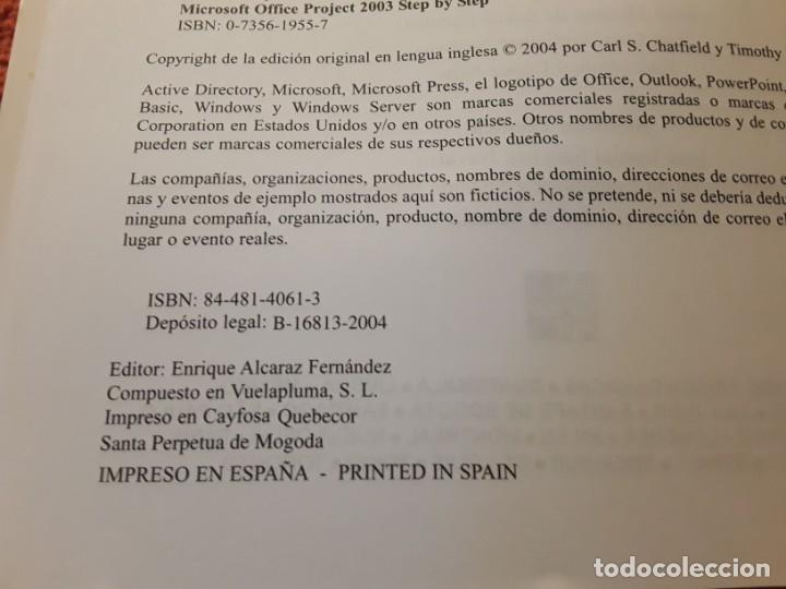 Libros de segunda mano: Paso a paso. Microsoft office project 2003. MacGraw Hill. Chatfield y Johnson. Inform&aacute;tica. - Foto 3