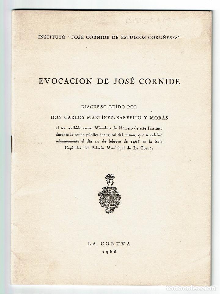Libros de segunda mano: [Dedicatoria aut&oacute;grafa del autor] Mart&iacute;nez-Barbeito y Mor&aacute;s, Carlos. Evocacion de Jos&eacute; Cornide. - Foto 1