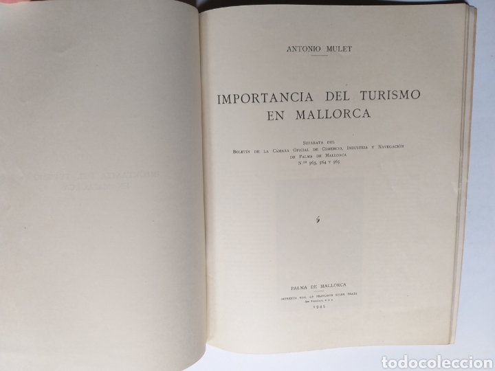Libros de segunda mano: Importancia del turismo en Mallorca . Antonio Mulet . 1945 - Foto 7