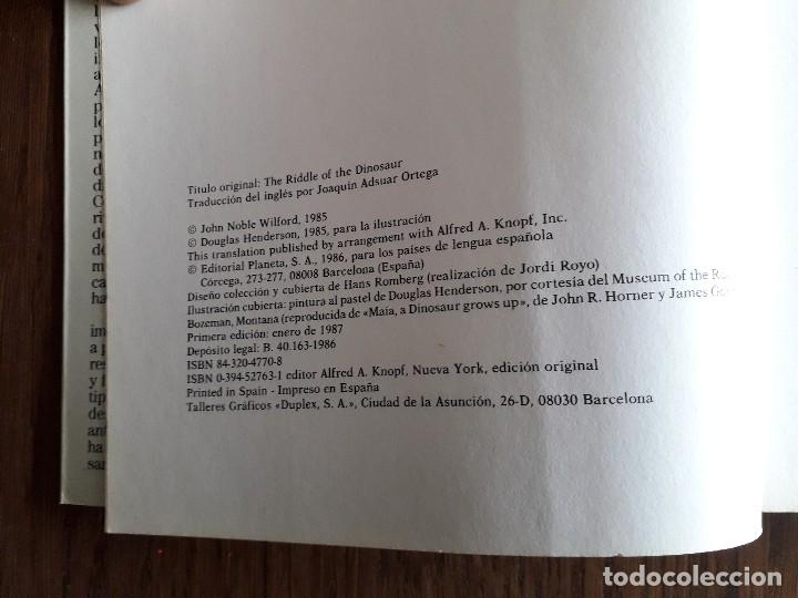 Libros de segunda mano: libro usado, El enigma de los dinosaurios, John Noble Wilford. Planeta. - Foto 2