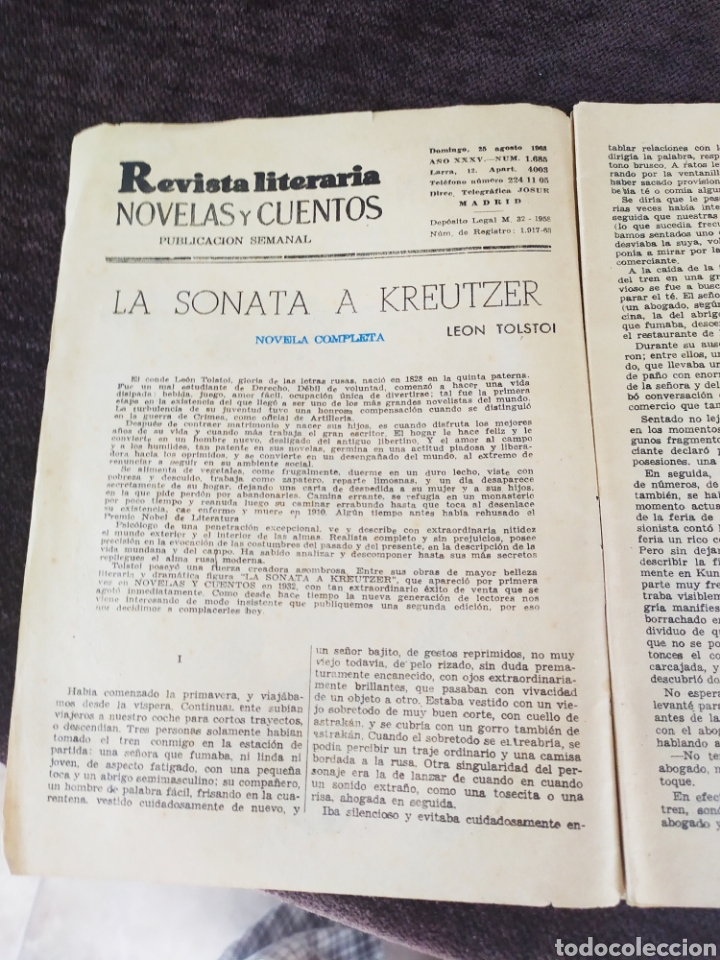 Libros de segunda mano: LA SONATA. de Le&oacute;n Tolst&oacute;i a&ntilde;o 1958 - Foto 4