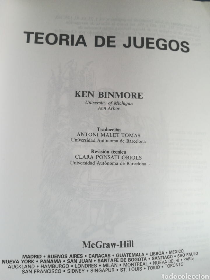 Libros de segunda mano: Teor&iacute;a de Juegos Ken Binmore 1993 - Foto 3