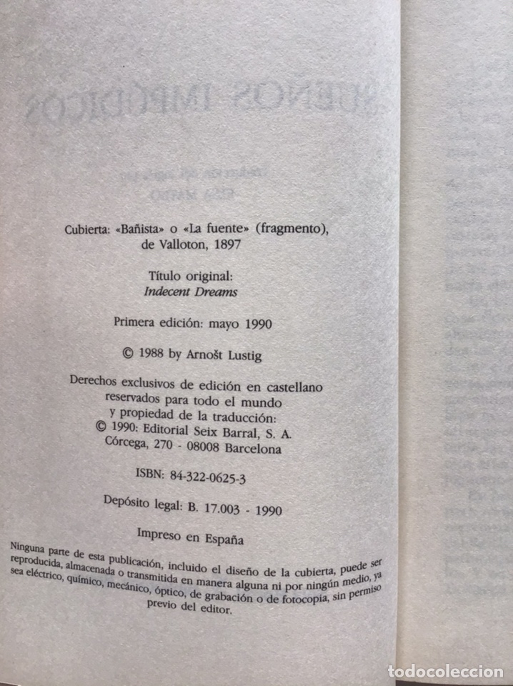 Libros de segunda mano: SUE&Ntilde;OS IMP&Uacute;DICOS / ARNOST LUSTIG / SEIX BARRAL - Foto 4
