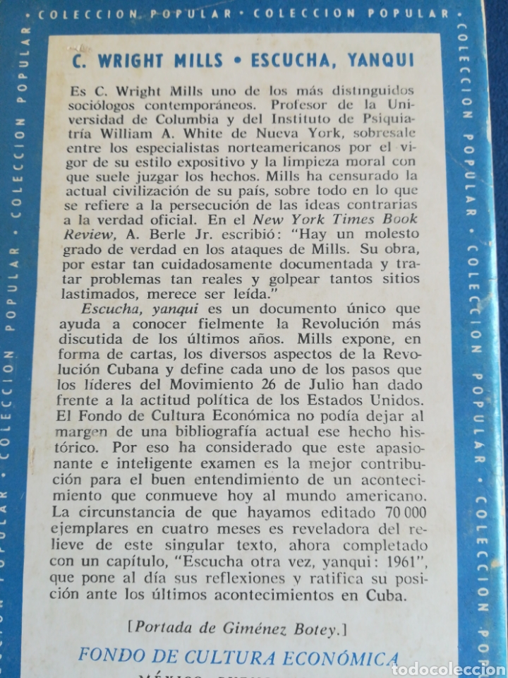 Libros de segunda mano: ESCUCHA YANQUI La revoluci&oacute;n en Cuba C Wright Mills 1961 - Foto 2