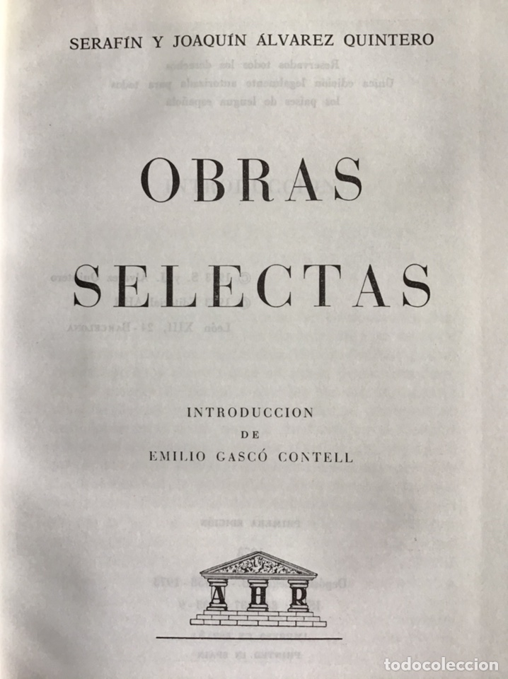 Libros de segunda mano: HERMANOS &Aacute;LVAREZ QUINTERO / OBRAS SELECTAS / CARROGGIO - Foto 5