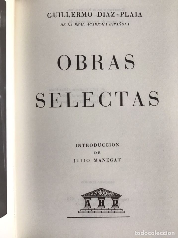 Libros de segunda mano: GUILLERMO D&Iacute;AZ-PLAJA / OBRAS SELECTAS / CARROGGIO - Foto 5