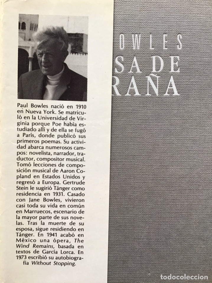 Libros de segunda mano: LA CASA DE LA ARA&Ntilde;A / PAUL BOWLES / EDITORIAL DEBATE - Foto 2
