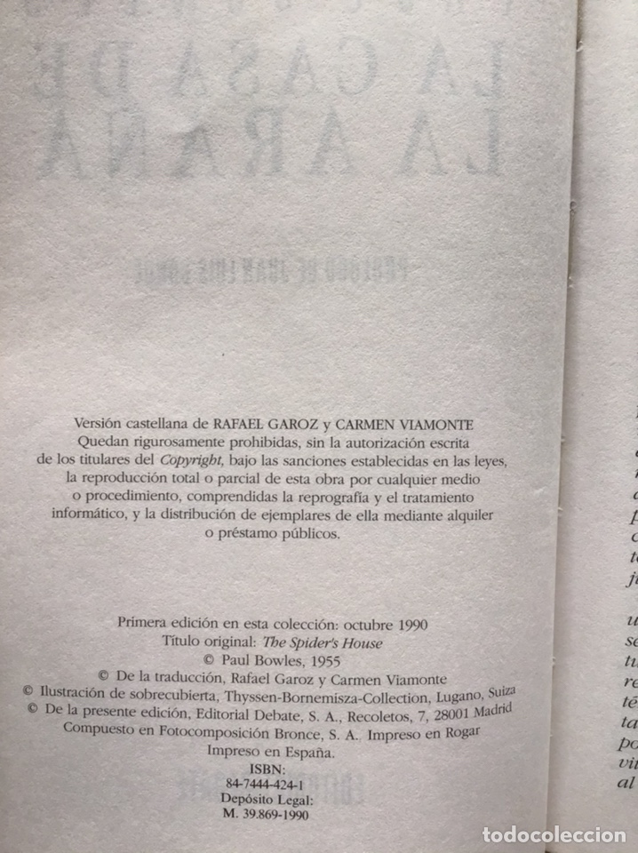 Libros de segunda mano: LA CASA DE LA ARA&Ntilde;A / PAUL BOWLES / EDITORIAL DEBATE - Foto 3