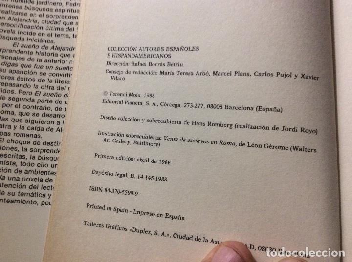 Libros de segunda mano: Terenci Moix El sue&ntilde;o de Alejandria primera edicion - Foto 2