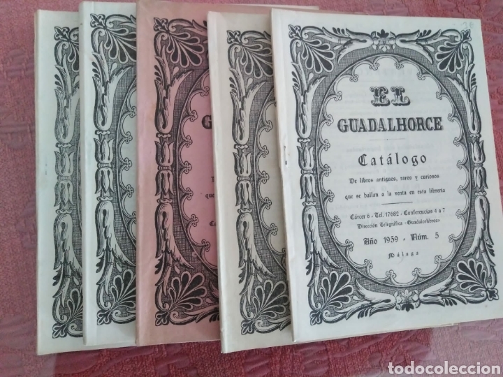 Second hand books: El Guadalhorce. Cat&aacute;logo de libros antiguos raros y curiosos. M&aacute;laga. Lote de 5. 1957-1959