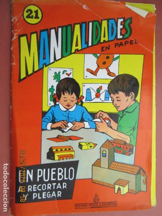 Libri di seconda mano: MANUALIDADES EN PAPEL N&ordm; 21 UN PUEBLO A RECORTAR Y PEGAR - 10 LAMINAS PARA RECORTAR 1968