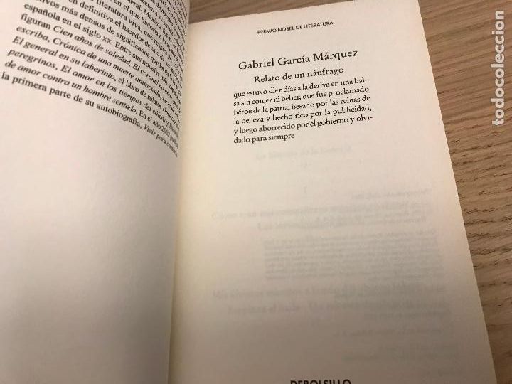 Libros de segunda mano: RELATO DE UN N&Aacute;UFRAGO - GARCIA MARQUEZ,GABRIEL - Foto 2