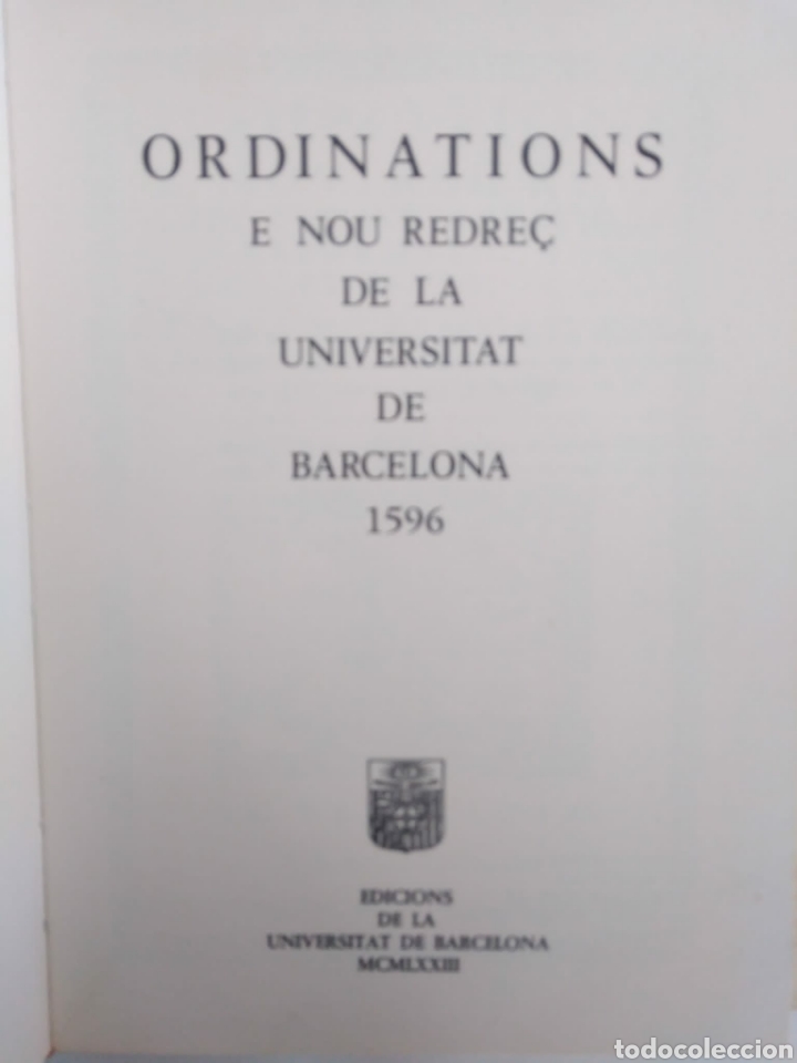 Libros de segunda mano: ORDINATIONS E NOU REDRE&Ccedil; DE LA UNIVERSITAT DE BARCELONA 1596. Facs&iacute;mil - Foto 2