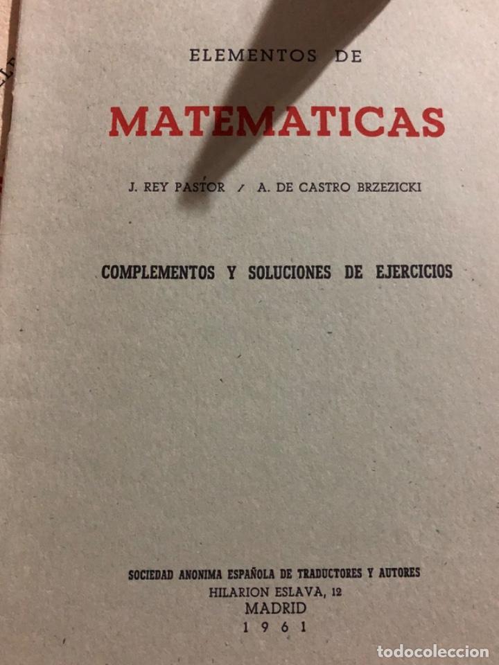Libros de segunda mano: ELEMENTOS DE MATEM&Aacute;TICAS. J. Rey Pastor - Foto 6