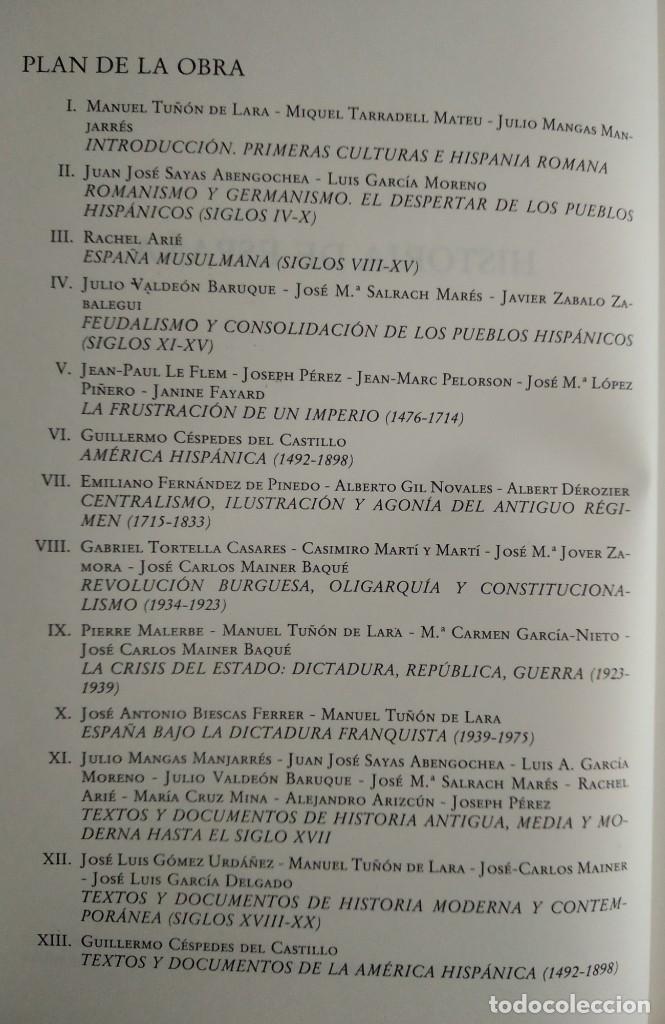 Libros de segunda mano: HISTORIA DE ESPA&Ntilde;A - MANUEL TU&Ntilde;&Oacute;N DE LARA ... COMPLETA 13 VOLS. - Foto 4