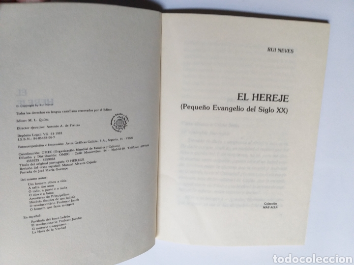 Libros de segunda mano: El hereje y La hora de la verdad Rui Neves .Omec - Foto 7