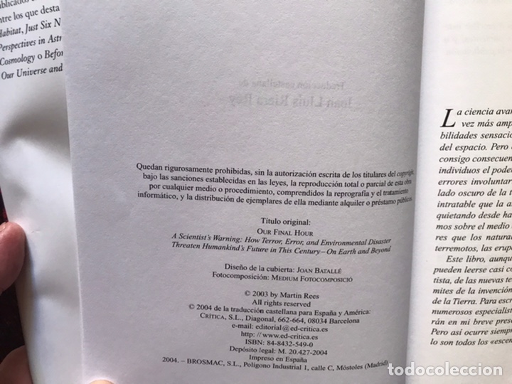 Libros de segunda mano: Nuestra hora final. Martin Rees. Cr&iacute;tica - Foto 6